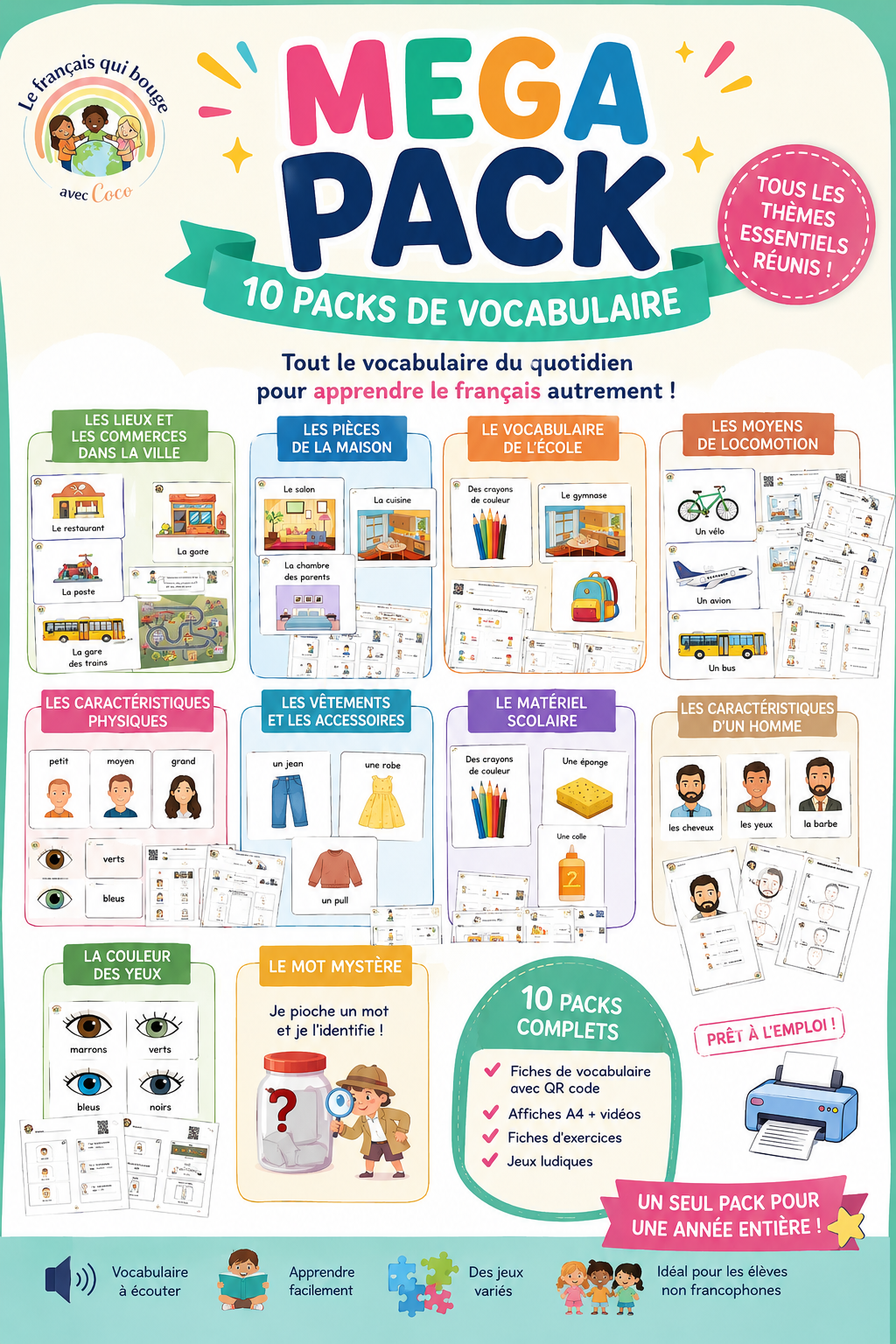 LE MÉGA PACK VOCABULAIRE – 10 PACK