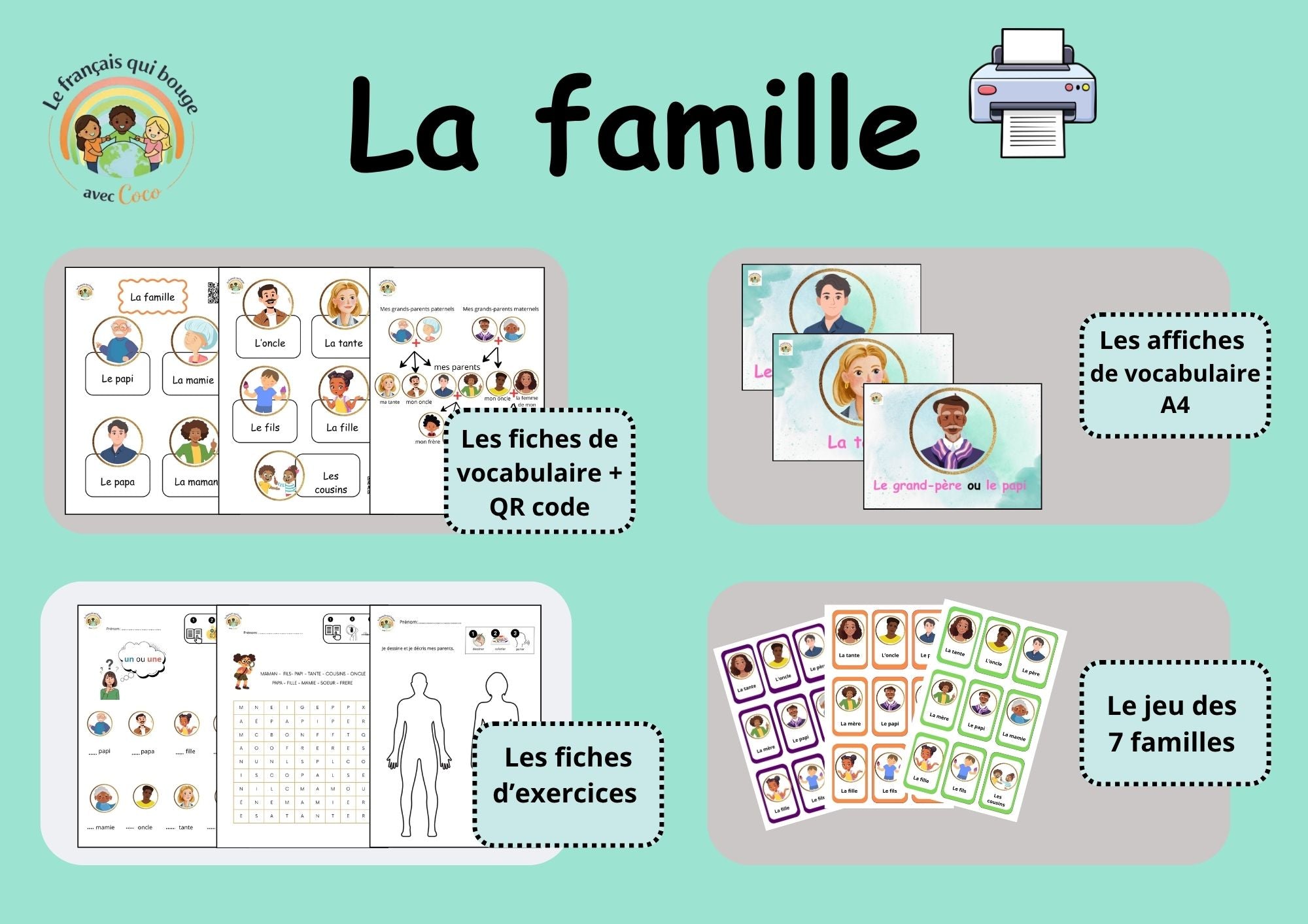Pack : la famille (flashcards + exercices)